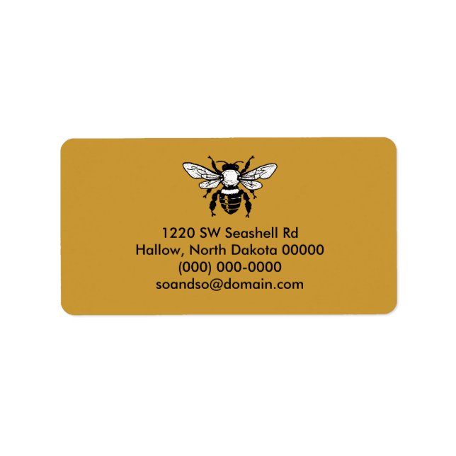 Apis Mellifera Honeybee Address Label Black Adressetikett (Framsidan)