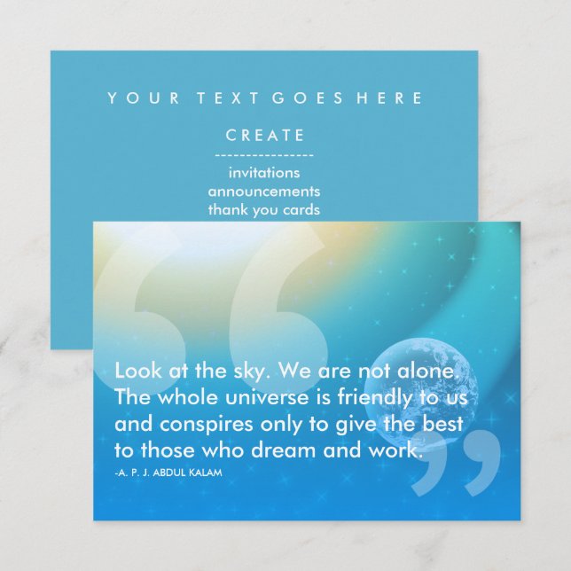 APJ Abdul Kalam framgångsoffert Inbjudningar (Fram/baksida)