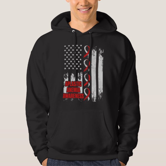 Aplastic Anemia Survivor USA Aware Anemic Warrior Hoodie (Framsida)