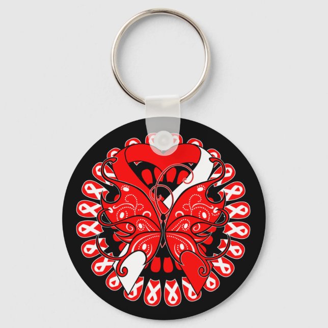 Aplastisk anemi Butterfly Circle of Rosett band Nyckelring (Framsida)