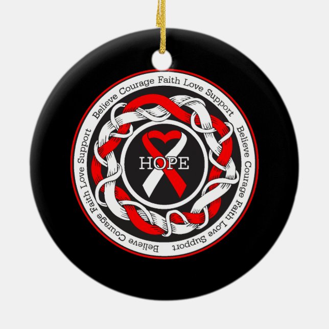 Aplastisk anemi Hope Intertwted Ribbon Julgransprydnad Keramik (Baksidan)