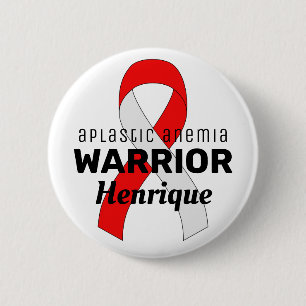 Aplastisk anemi Warrior Ribbon White Button Knapp