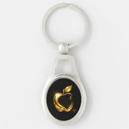 Aplle Ovalt Silverfärgad Nyckelring