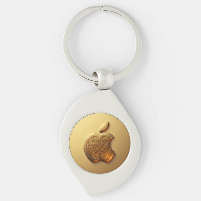 Aplle Swirl Silverfärgad Nyckelring (Framsidan)