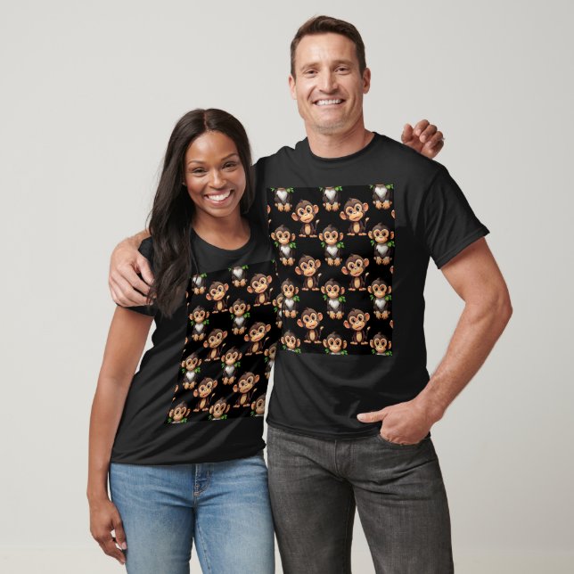 Apmönsterdesign Svart  T Shirt (Unisex)