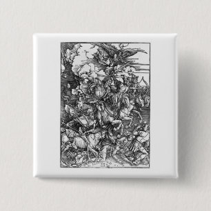 Apocalypse - Albrecht Durer - fyra hästdjur Knapp