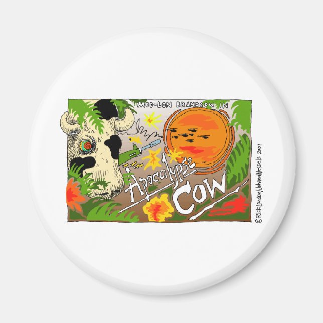 Apocalypse Cow Funny ger ett kort etc. Magnet (Framsidan)