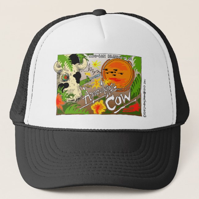 Apocalypse Cow Roliga presenter T-shirts Kort Etc. Truckerkeps (Framsida)