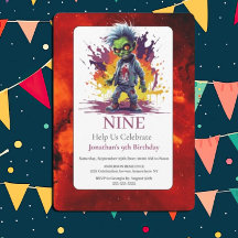 Apocalypse Zombie Boy Costume Birthday-inbjudan