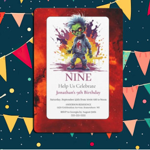 Apocalypse Zombie Boy Costume Birthday-inbjudan Inbjudningar