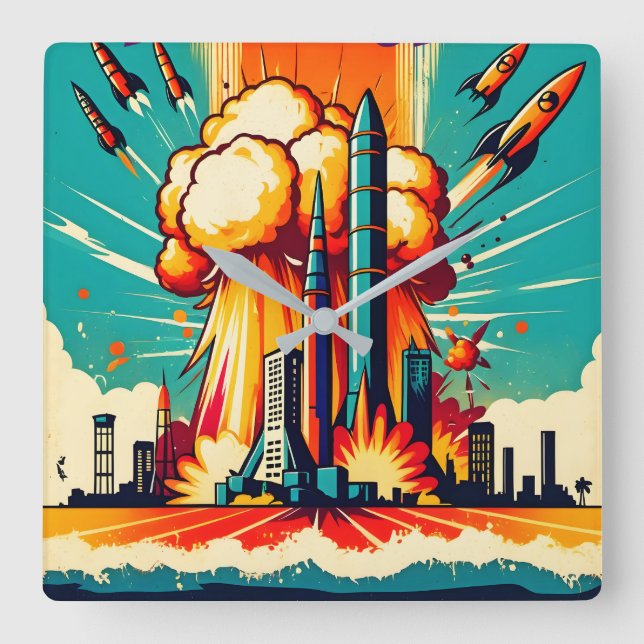 Apocalyptic Blast Fyrkantig Klocka (Framsida)