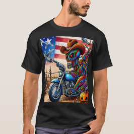 Apocalyptic Rider on a Harley in the American Dese T Shirt