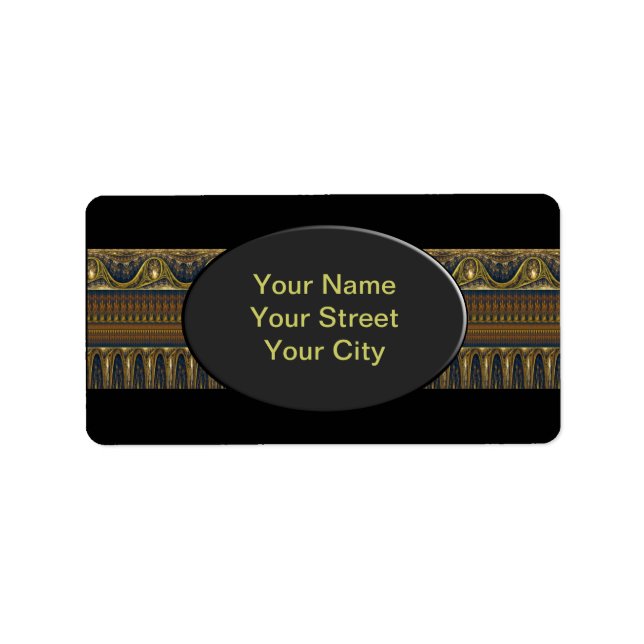 Apofys Fractal Gräns ART - antikblått Adressetikett (Framsidan)