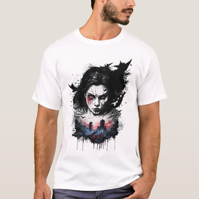 Apokalypse Girl Dark Art Design T Shirt (Framsida)
