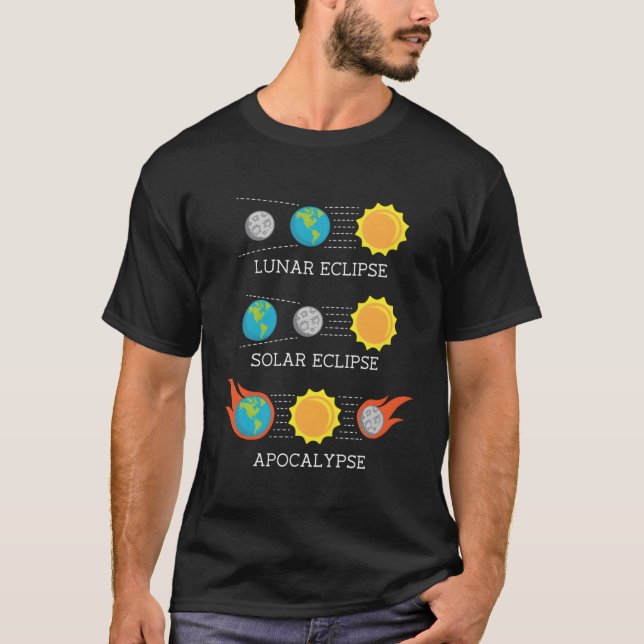 Apokalypse Lunar Solar Eclipse Space T Shirt (Framsida)