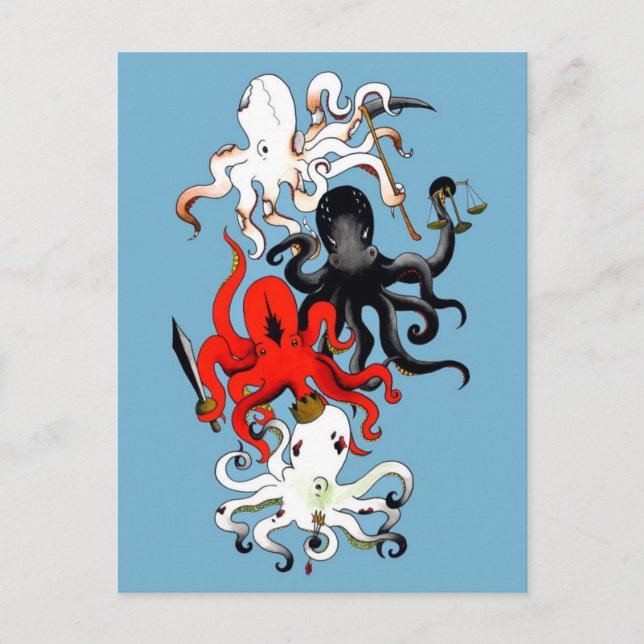 Apokalypsens fyra oktopi vykort (Framsida)