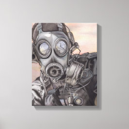 Apokalypset Prepper in Gas Mask Art Biet Canvastryck