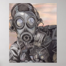 Apokalypset Prepper in Gas Mask Art Biet Poster