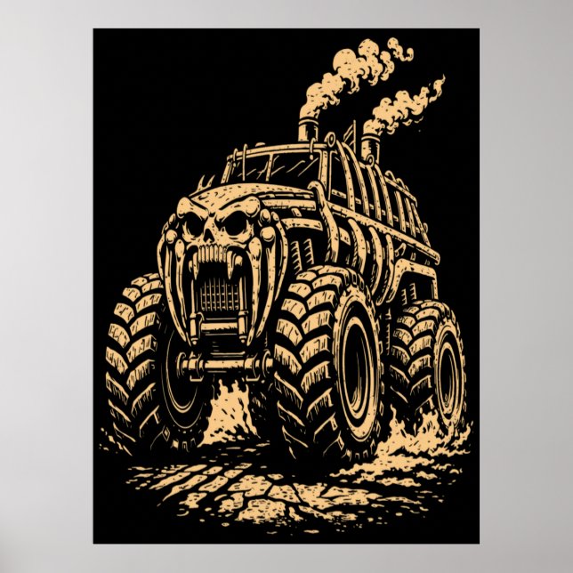 Apokalyptisk lastbil inspirerad av revben-monster poster (Framsidan)