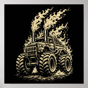 Apokalyptisk Monstertruck i Flamma Poster