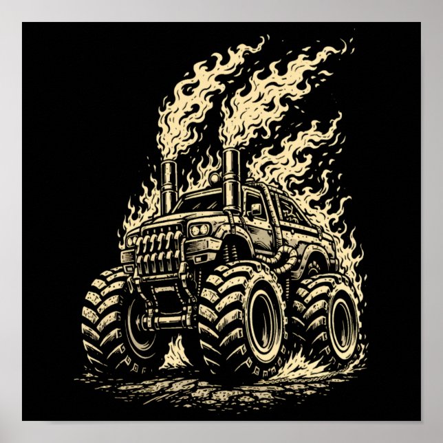 Apokalyptisk Monstertruck i Flamma Poster (Framsidan)