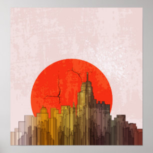 Apokalyptisk Retro City Poster