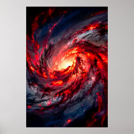 Apokalyptisk röd träkol rymdnebulosa galax poster