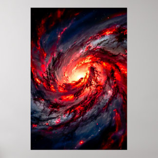 Apokalyptisk röd träkol rymdnebulosa galax poster