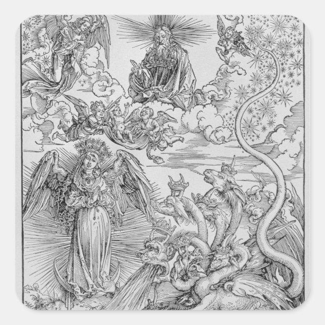 Apokalyptiska scener fyrkantigt klistermärke (Framsida)