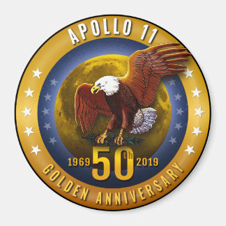 Apollo 11 50-årsdagen Golden Eagle och Måne - Magnet
