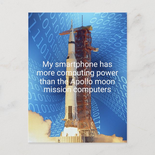 Apollo 11-datorkraft vykort (Framsida)