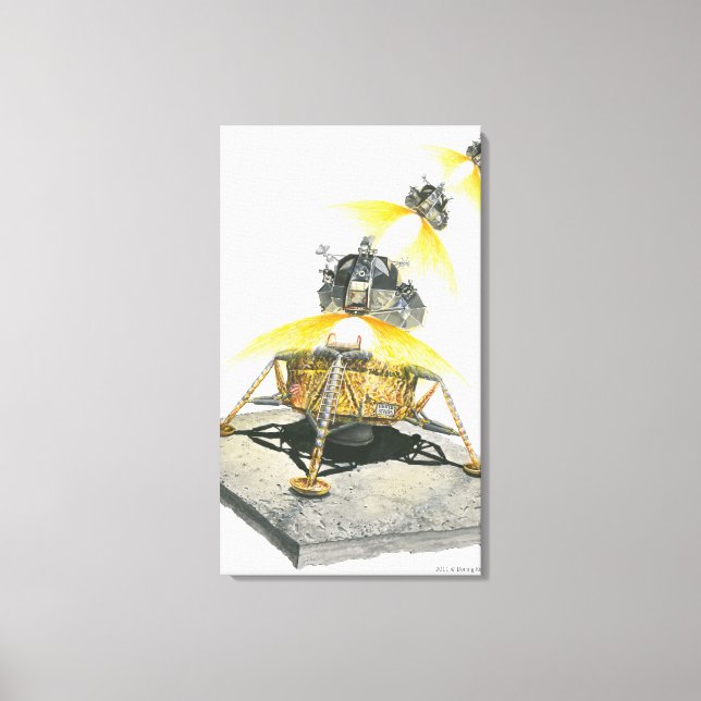 Apollo 11 Eagle-modul som startar från Måne Canvastryck (Framsida)