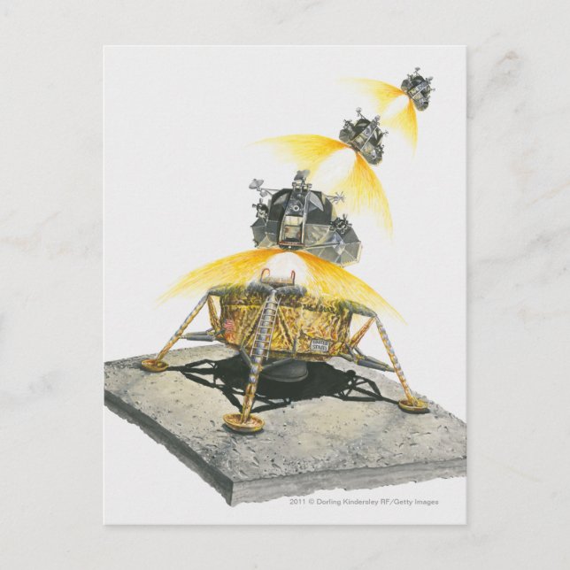 Apollo 11 Eagle-modul som startar från Måne Vykort (Framsida)