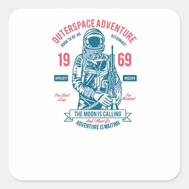 Apollo 11 fyrkantigt klistermärke (Framsida)