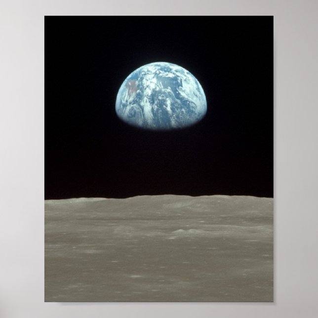 Apollo 11 Jorden Stigning ovanför Måne Poster (Framsidan)