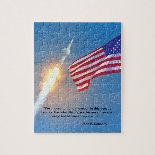 Apollo 11 lansering med amerikansk Flagga Pussel (Vertikal)