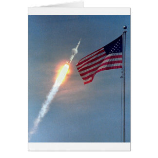 Apollo 11-lansering, med flagga, NASA Hälsningskort