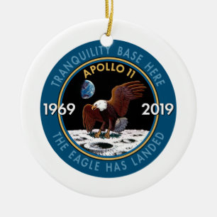 Apollo 11 lappar den 50th årsdagbeskickningen julgransprydnad keramik