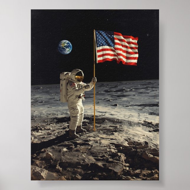 Apollo 11 - Neil Armstrong sätter fot på Måne Poster (Framsidan)