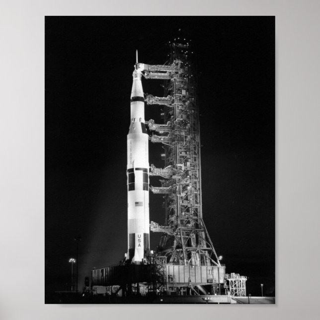 Apollo 11 på lanseringspadden poster (Framsidan)