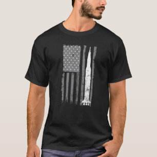 Apollo 11 Saturn V Rocket American Flagga Space La T Shirt