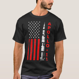 Apollo 11 Saturnus V Rocket USA flagga T Shirt