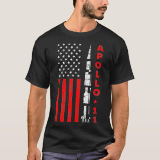 Apollo 11 Saturnus V Rocket USA flagga T Shirt