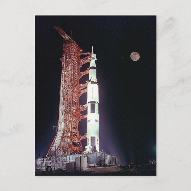 Apollo 11 Saturnus V Rocket Vykort (Framsida)