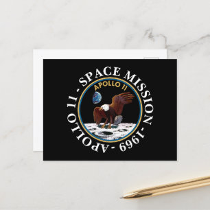 Apollo 11 Space Uppdrag 1969 Insignia Vykort