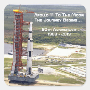 Apollo 11 Uppdrag till Måne-årsdagen Fyrkantigt Klistermärke