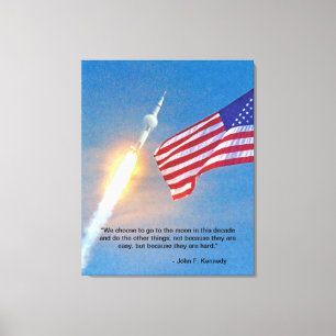 Apollo 11-uppskjutning med amerikansk flagga canvastryck