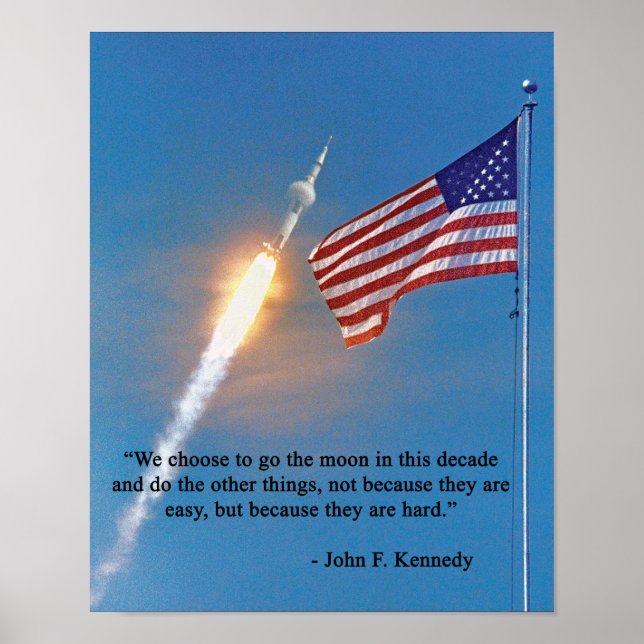 Apollo 11-uppskjutning med amerikansk flagga poster (Framsidan)