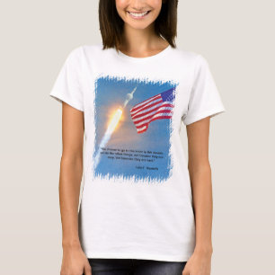 Apollo 11-uppskjutning med amerikansk flagga tee shirt