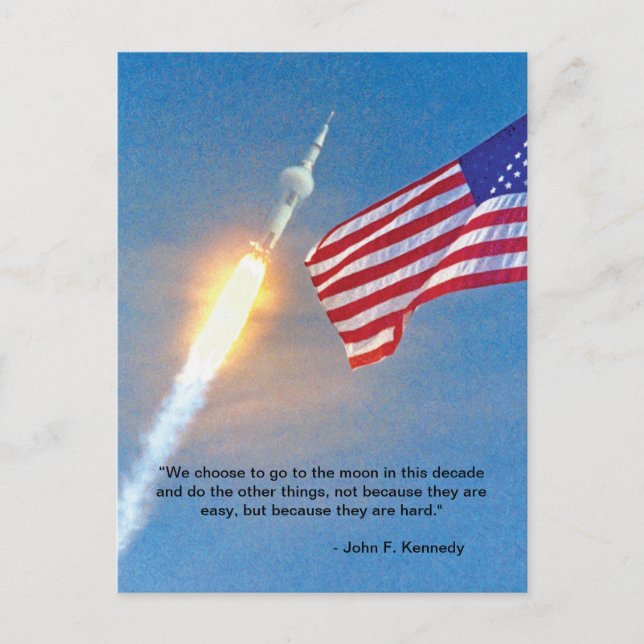 Apollo 11-uppskjutning med amerikansk flagga vykort (Framsida)
